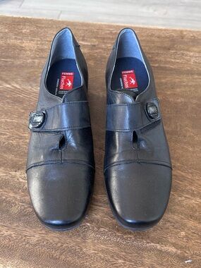 Fluchos Black Leather Buckle Loafers Slip-On Comfort Women’s EU 40 Spain